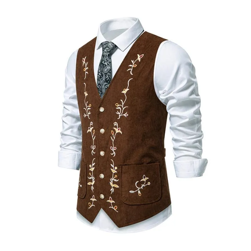 Men's Vintage Contrast Embroidery Single Breasted Suit Vest (Shirt Excluded) 42440758M sold by Manly product image thumbnail 4