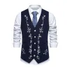 Men's Vintage Contrast Embroidery Single Breasted Suit Vest (Shirt Excluded) 42440758M sold by Manly