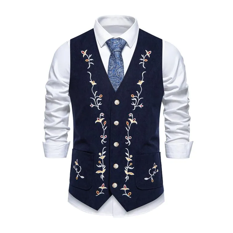 Men's Vintage Contrast Embroidery Single Breasted Suit Vest (Shirt Excluded) 42440758M sold by Manly product image thumbnail 3