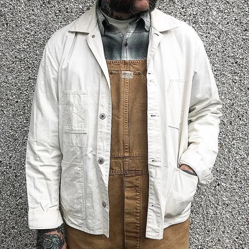 Men's Solid Color Lapel Multi-pocket Single Breasted Cargo Jacket 21803408Z sold by Manly product image thumbnail 2