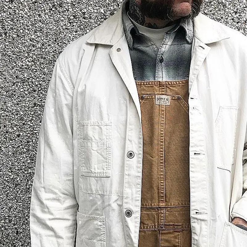 Men's Solid Color Lapel Multi-pocket Single Breasted Cargo Jacket 21803408Z sold by Manly product image thumbnail 3