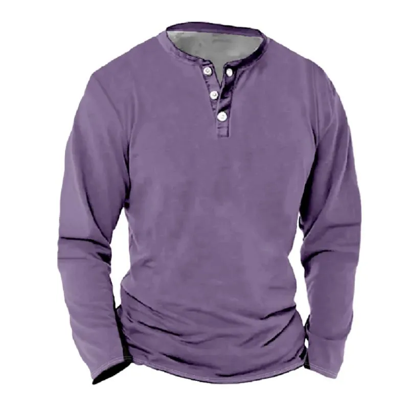 Men's Casual Henley Collar Loose Long Sleeve T-Shirt 13381957M sold by Manly product image thumbnail 3