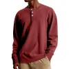 Men's Casual Waffle Henley Collar Loose Long Sleeve T-Shirt 05130911M sold by Manly