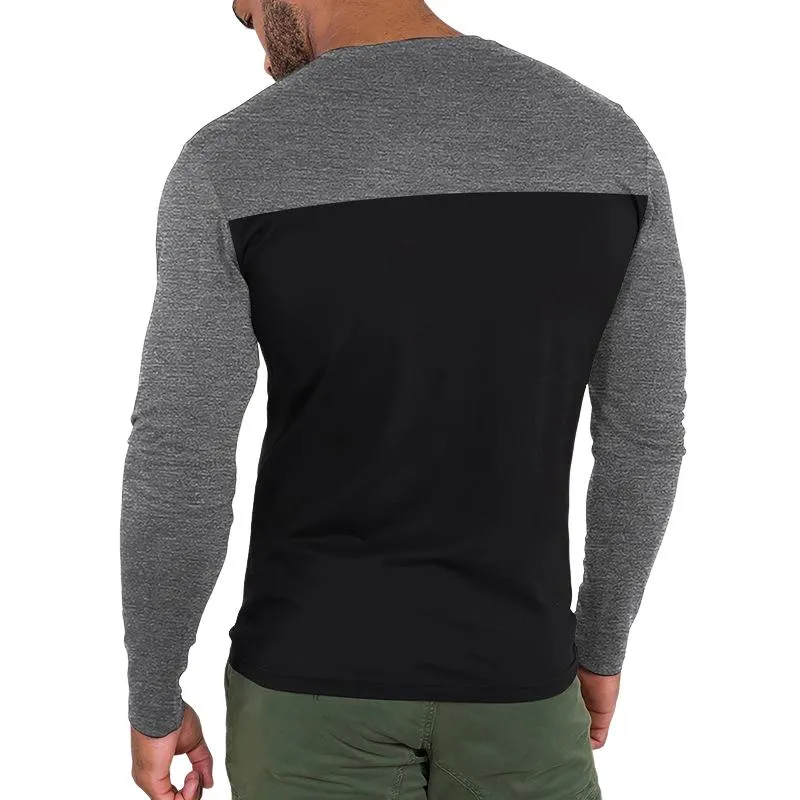 Men's Casual Colorblock Round Neck Slim Long Sleeve T-shirt 42891123M sold by Manly product image thumbnail 4