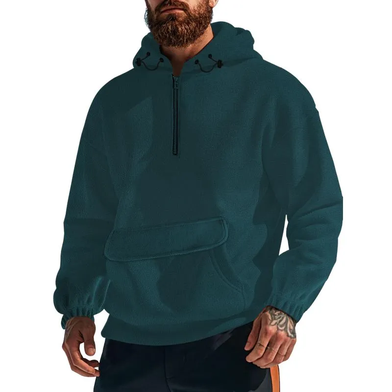 Men's Casual Fleece Zipper Pullover Loose Kangaroo Pocket Hoodie 12260596M sold by Manly