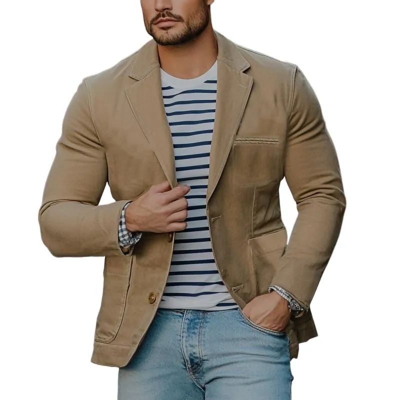 Men's Casual Multi-Pocket Lapel Blazer Jacket 97028529Y sold by Manly