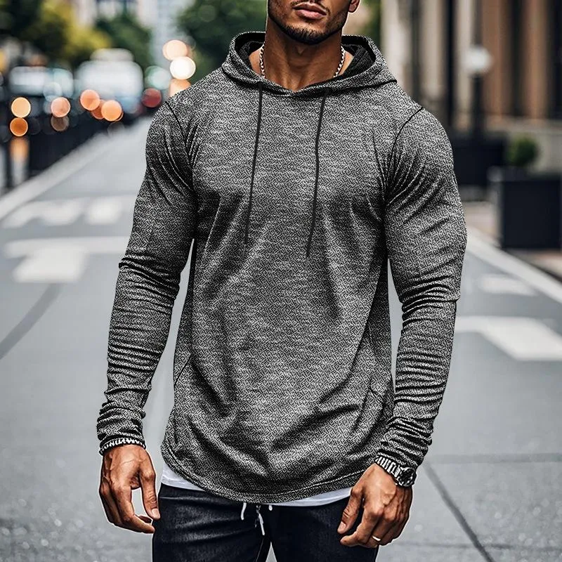 Men's Casual Sports Long-Sleeved Hooded T-Shirt 71239106Y sold by Manly product image thumbnail 2