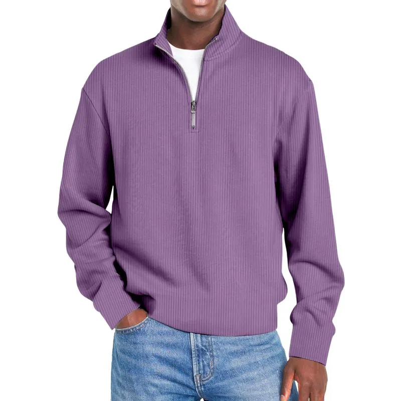 Men's Casual Half Zip Stand Collar Loose Pullover Sweatshirt 86549519M sold by Manly product image thumbnail 3