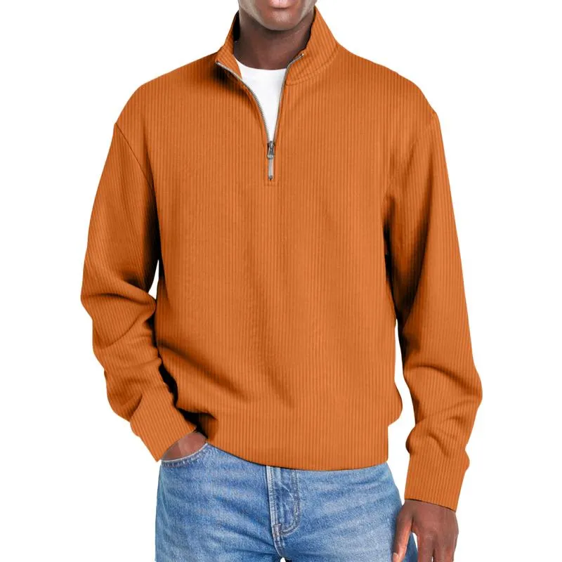 Men's Casual Half Zip Stand Collar Loose Pullover Sweatshirt 86549519M sold by Manly