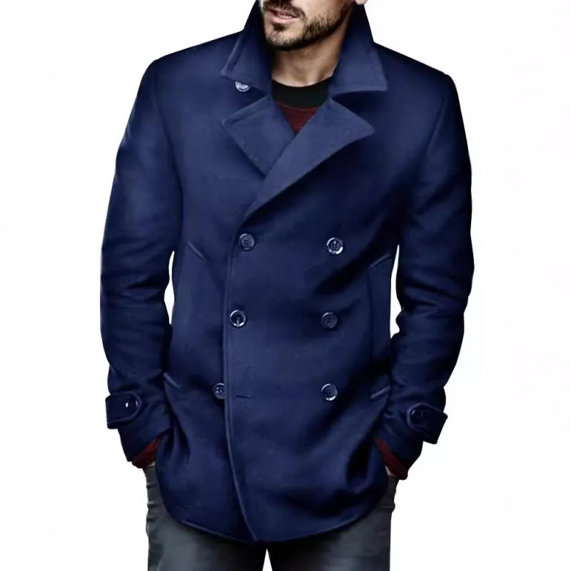 Men's Vintage Wool Blended Notch Lapel Double-breasted Slim Coat 13008548M sold by Manly product image thumbnail 2