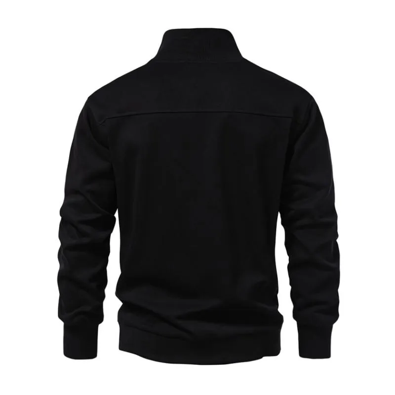 Men's Casual Cotton Blended Half Zip Stand Collar Loose Pullover Sweatshirt 10509821M sold by Manly product image thumbnail 3