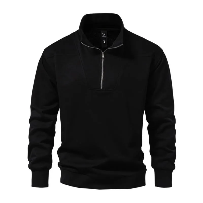 Men's Casual Cotton Blended Half Zip Stand Collar Loose Pullover Sweatshirt 10509821M sold by Manly product image thumbnail 2