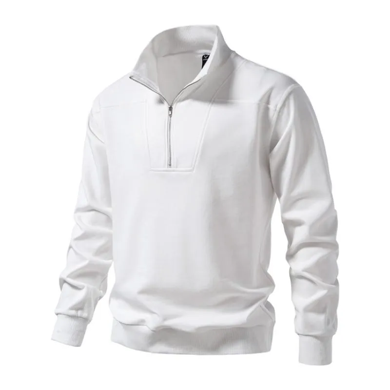 Men's Casual Cotton Blended Half Zip Stand Collar Loose Pullover Sweatshirt 10509821M sold by Manly product image thumbnail 4