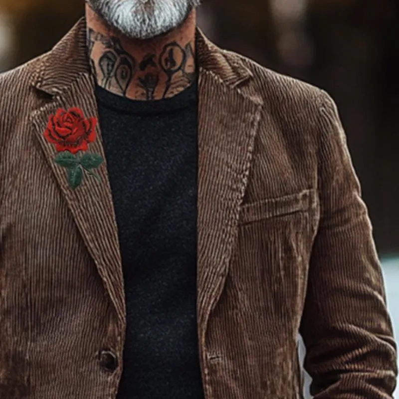 Men's Vintage Casual Corduroy Embroidered Pocket Blazer 75399809TO sold by Manly product image thumbnail 3