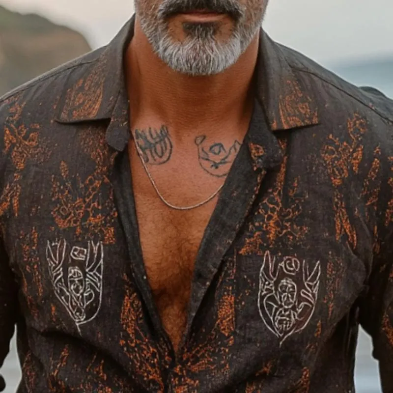 Men's Retro Casual Cotton and Linen Hooded Long Sleeve Shirt 76600324TO sold by Manly product image thumbnail 3