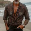 Men's Retro Casual Cotton and Linen Hooded Long Sleeve Shirt 76600324TO sold by Manly