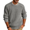 Men's Casual Solid Color Round Neck Loose Knitted Sweater 84172686M sold by Manly