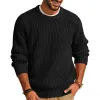 Men's Casual Solid Color Round Neck Loose Knitted Sweater 84172686M sold by Manly