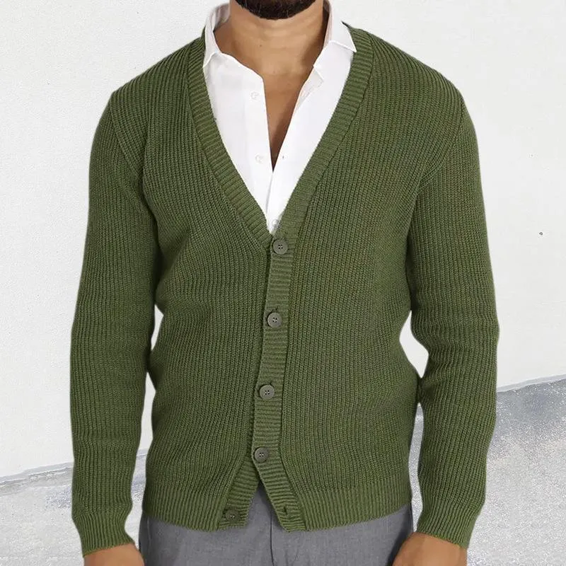 Men's Casual Solid Color V-Neck Single-Breasted Slim Fit Knit Cardigan 19488555M sold by Manly product image thumbnail 2
