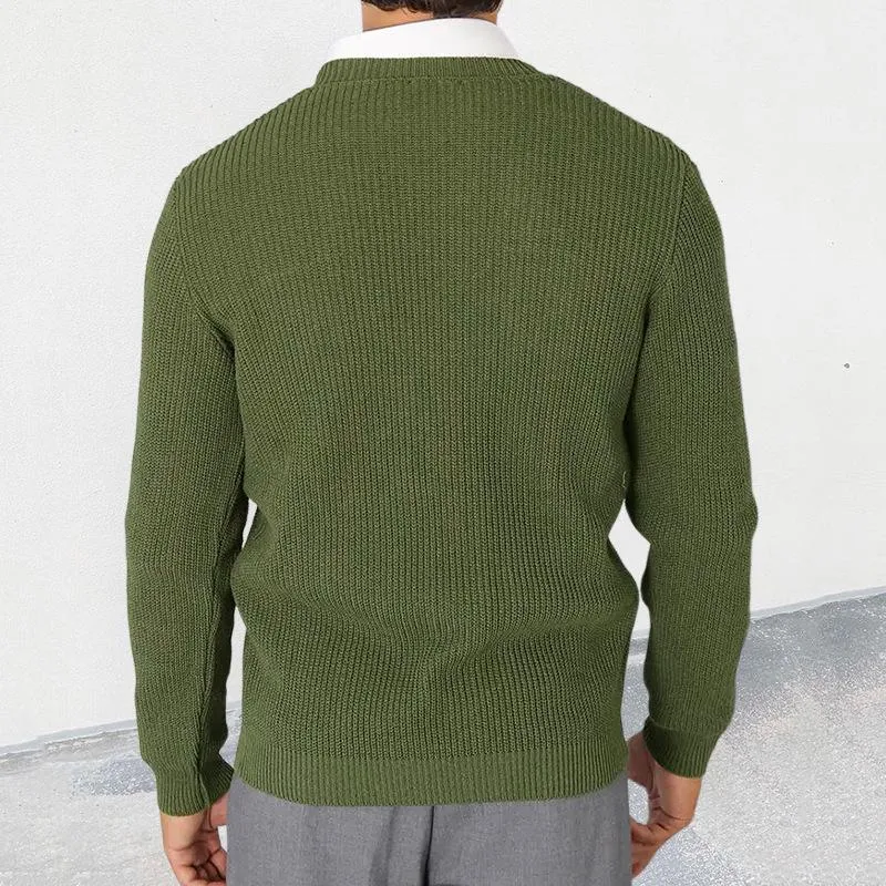 Men's Casual Solid Color V-Neck Single-Breasted Slim Fit Knit Cardigan 19488555M sold by Manly product image thumbnail 4