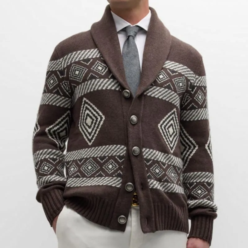 Men's Vintage Knitted Jacquard Pattern Cardigan 82870828Y sold by Manly product image thumbnail 4