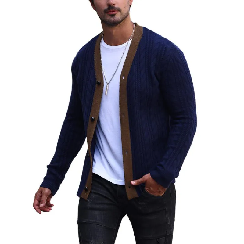Men's Casual Colorblock Single Breasted Cardigan 31740363Y sold by Manly