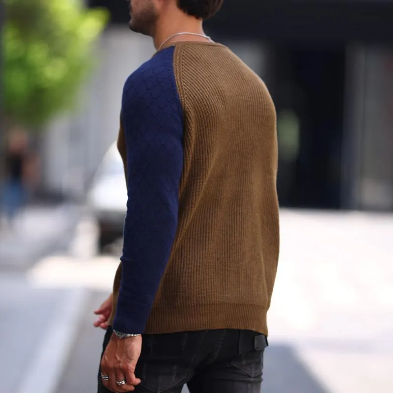 Men's Casual Crew Neck Colorblock Sweater 92785234Y sold by Manly product image thumbnail 5