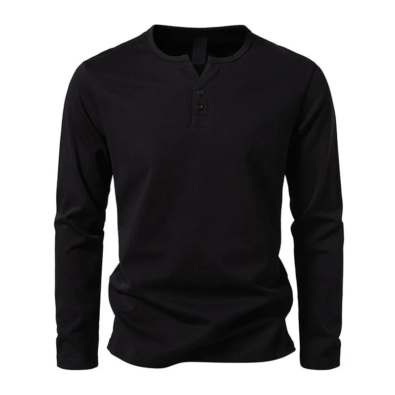 Men's Solid Color Cotton V Neck Long Sleeve Casual T-shirt 54920113Z sold by Manly product image thumbnail 4