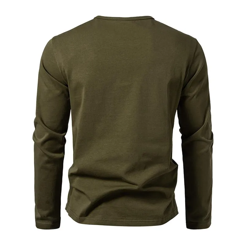 Men's Solid Color Cotton V Neck Long Sleeve Casual T-shirt 54920113Z sold by Manly product image thumbnail 3