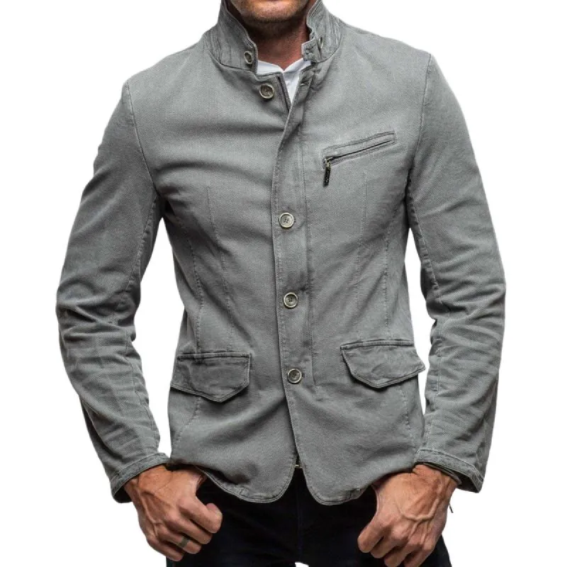 Men's Retro Stand Collar Multi-pocket Single Breasted Casual Jacket 70328637Z sold by Manly