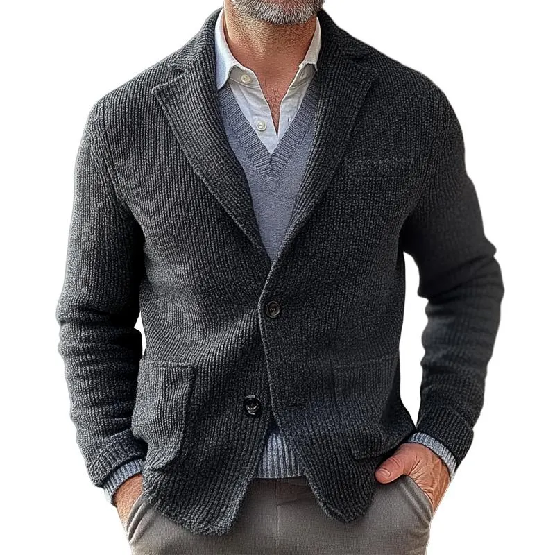 Men's Fashion Solid Color Knitted Notch Lapel Single Breasted Blazer 20616773Z sold by Manly