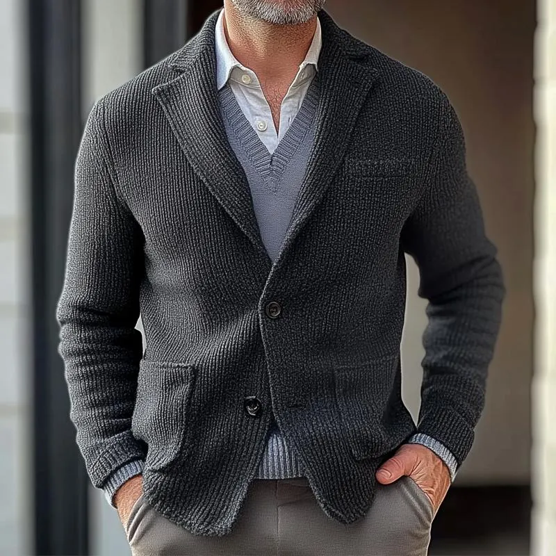 Men's Fashion Solid Color Knitted Notch Lapel Single Breasted Blazer 20616773Z sold by Manly product image thumbnail 2