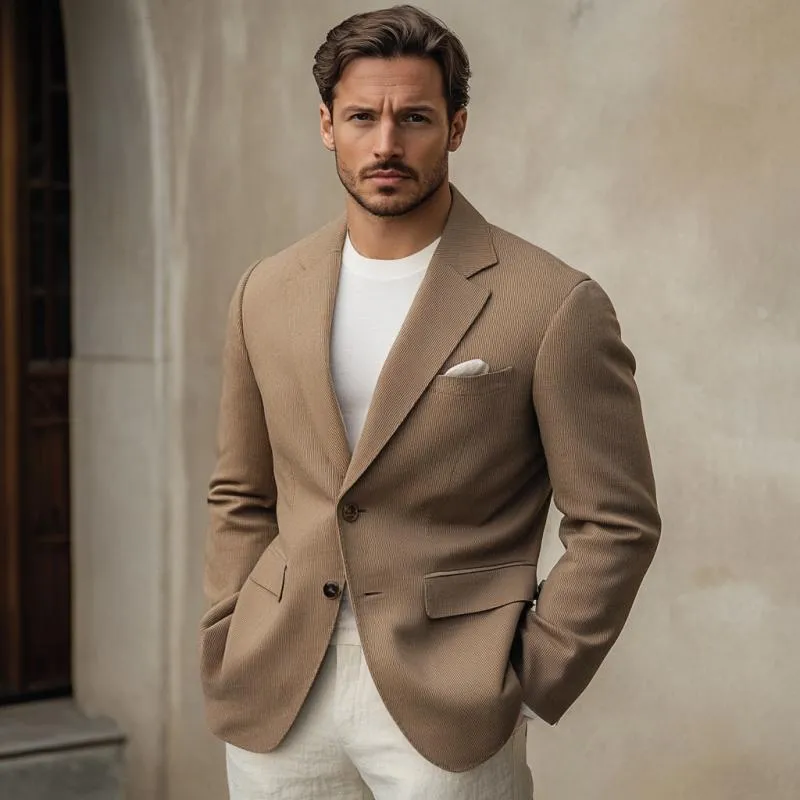 Men's Elegant Corduroy Notch Lapel Single Breasted Slim Fit Blazer 36444377M sold by Manly product image thumbnail 3