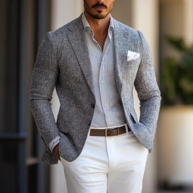 Men's Vintage Wool Blend Notch Lapel Single Breasted Slim Fit Blazer 38505340M sold by Manly product image thumbnail 2