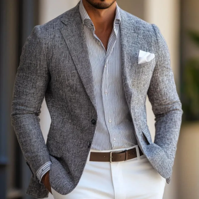 Men's Vintage Wool Blend Notch Lapel Single Breasted Slim Fit Blazer 38505340M sold by Manly product image thumbnail 3