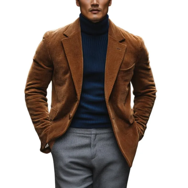 Men's Vintage Corduroy Notch Lapel Single Breasted Slim Fit Blazer 12779069M sold by Manly