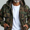 Men's Camouflage Hooded Multi-pocket Zip Cargo Jacket 19409115Z sold by Manly
