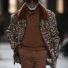 Men's Fashion Leopard Faux Fur Lapel Mid-length Coat 81368903Z sold by Manly
