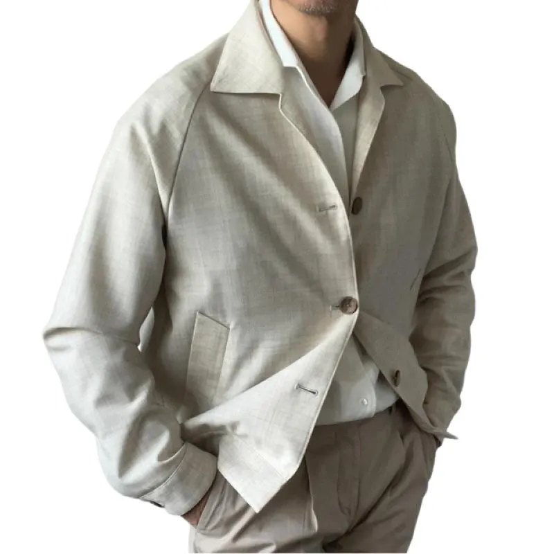 Men's Retro Solid Color Cotton and Linen Raglan Sleeve Thin Blazer Jacket 10807544Y sold by Manly
