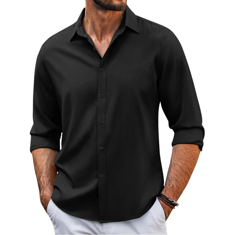 Men's Single-Breasted Lapel Long-Sleeved Shirt 99354806Y sold by Manly product image thumbnail 3