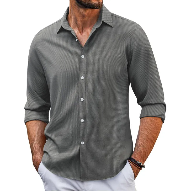 Men's Single-Breasted Lapel Long-Sleeved Shirt 99354806Y sold by Manly