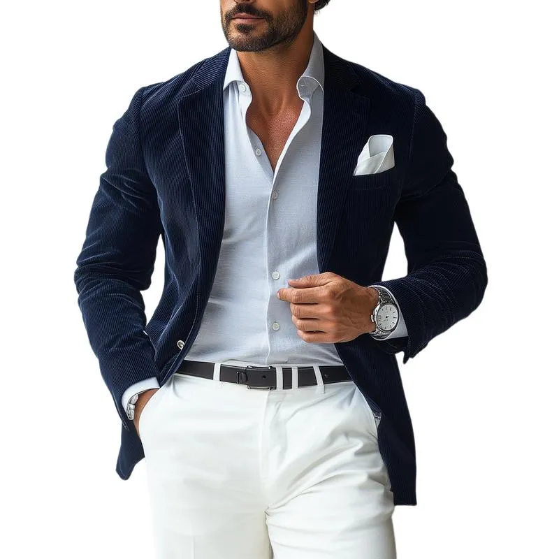 Men's Vintage Corduroy Notch Lapel Single Breasted Slim Fit Blazer 79637423M sold by Manly