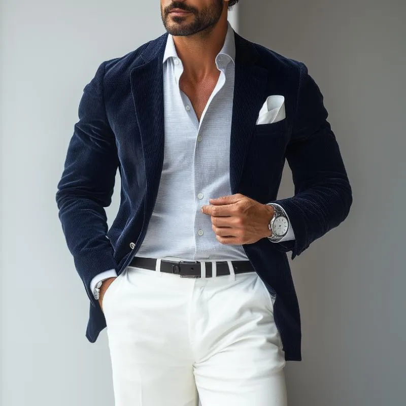 Men's Vintage Corduroy Notch Lapel Single Breasted Slim Fit Blazer 79637423M sold by Manly product image thumbnail 2