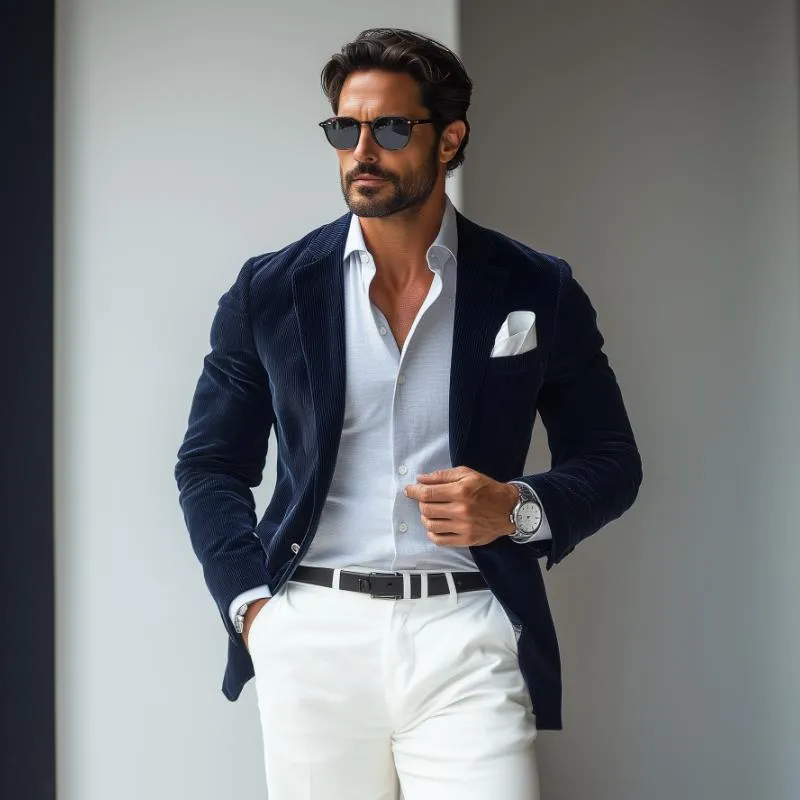 Men's Vintage Corduroy Notch Lapel Single Breasted Slim Fit Blazer 79637423M sold by Manly product image thumbnail 3