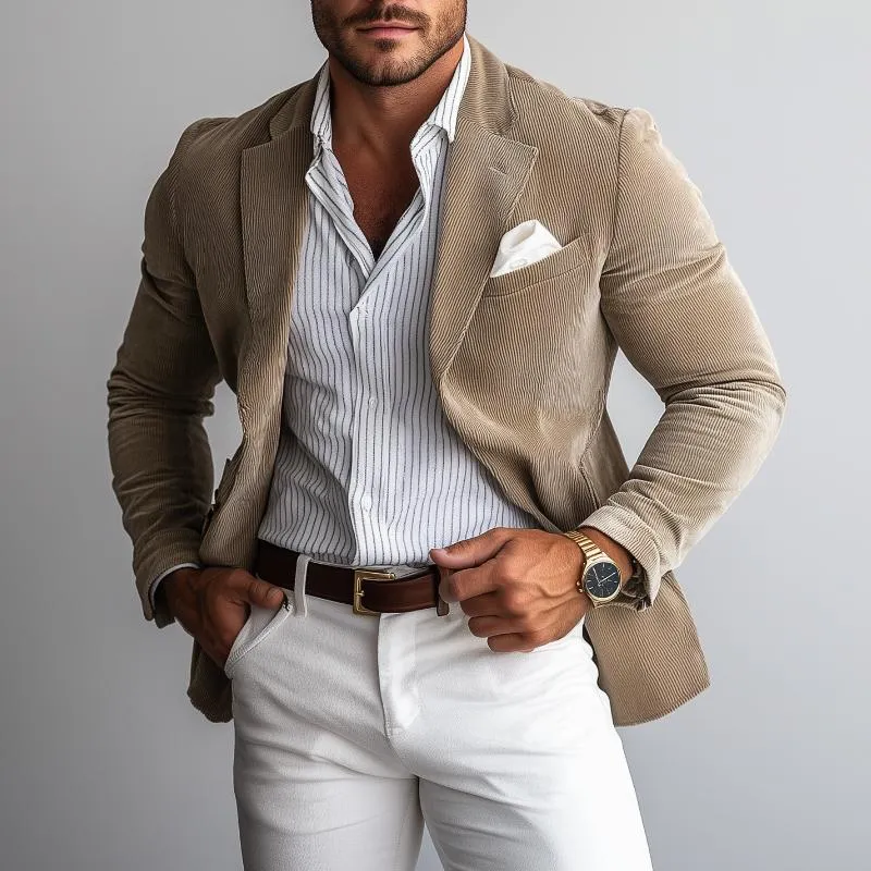 Men's Vintage Corduroy Notch Lapel Single Breasted Slim Fit Blazer 22077917M sold by Manly product image thumbnail 2