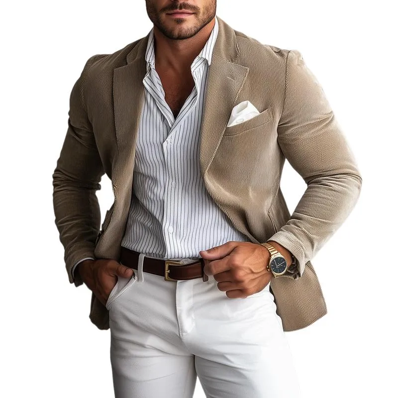 Men's Vintage Corduroy Notch Lapel Single Breasted Slim Fit Blazer 22077917M sold by Manly
