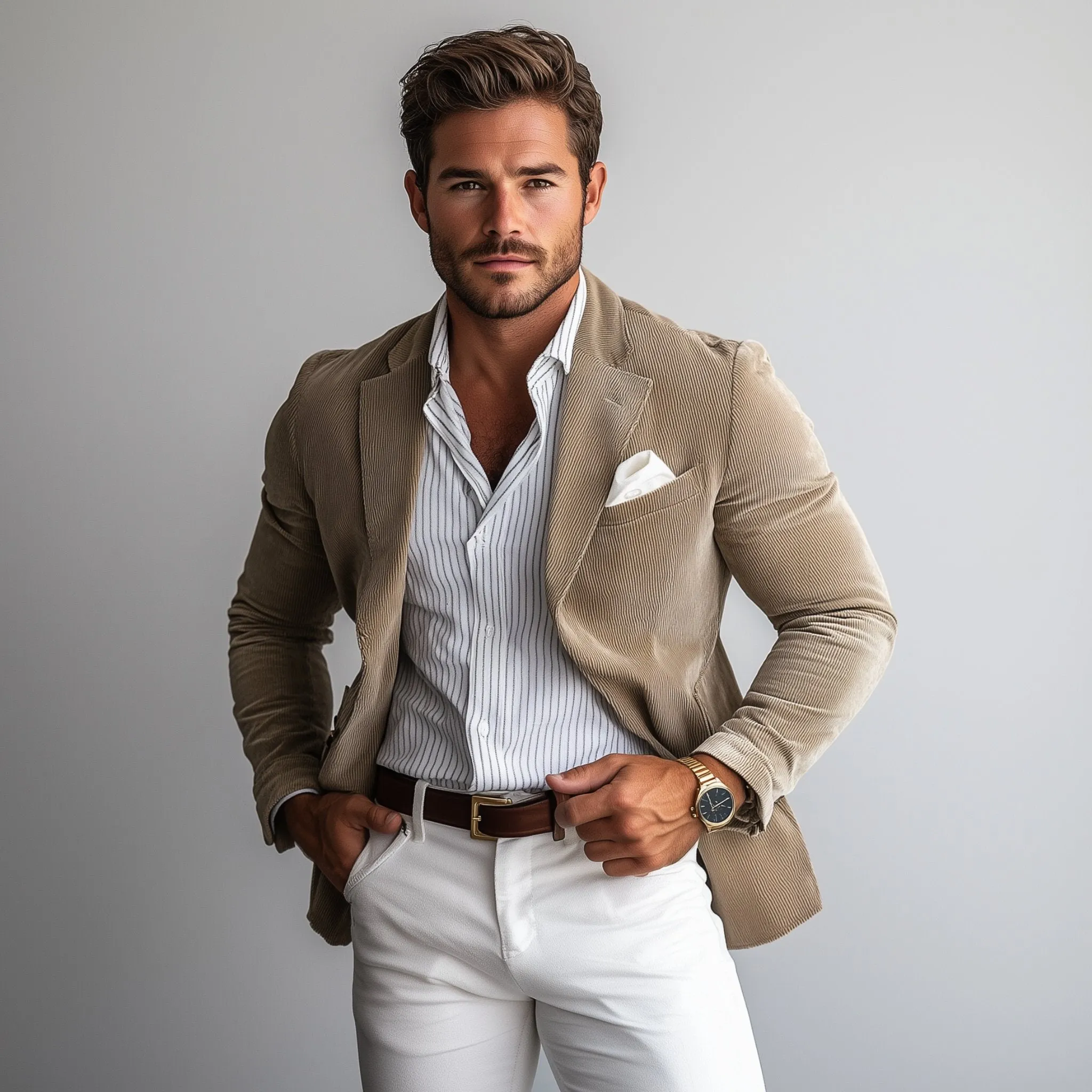 Men's Vintage Corduroy Notch Lapel Single Breasted Slim Fit Blazer 22077917M sold by Manly product image thumbnail 3