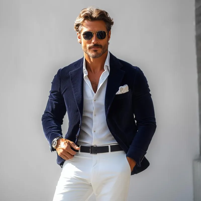 Men's Vintage Corduroy Notch Lapel Single Breasted Slim Fit Blazer 47592066M sold by Manly product image thumbnail 3