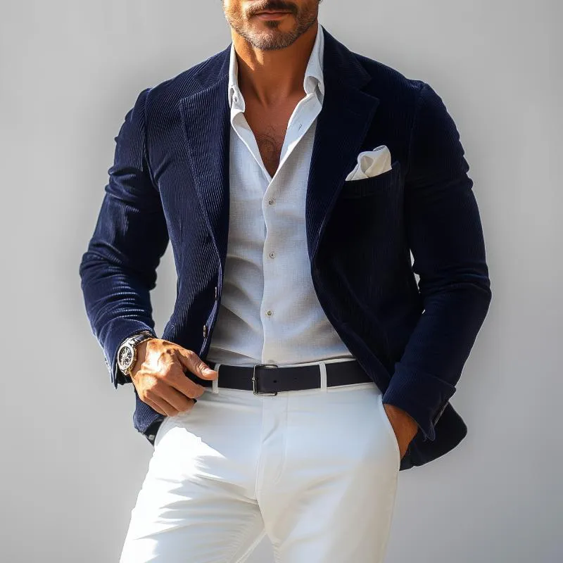 Men's Vintage Corduroy Notch Lapel Single Breasted Slim Fit Blazer 47592066M sold by Manly product image thumbnail 2