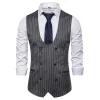 Men's Vintage Striped V Neck Double Breasted Casual Vest 49641836Z sold by Manly